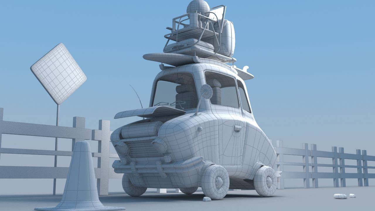 modelado 3D coche cartoon