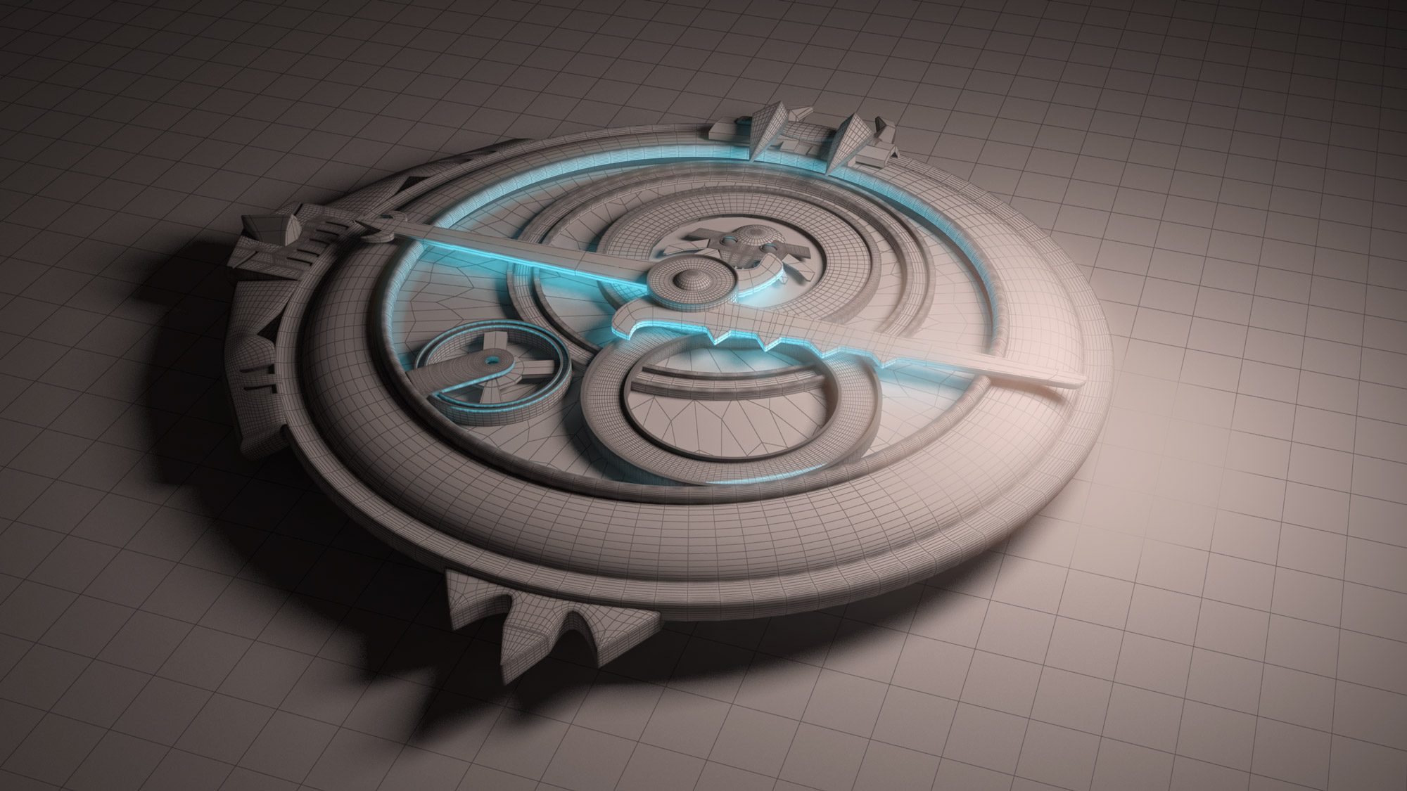 3D assets wireframe amulet