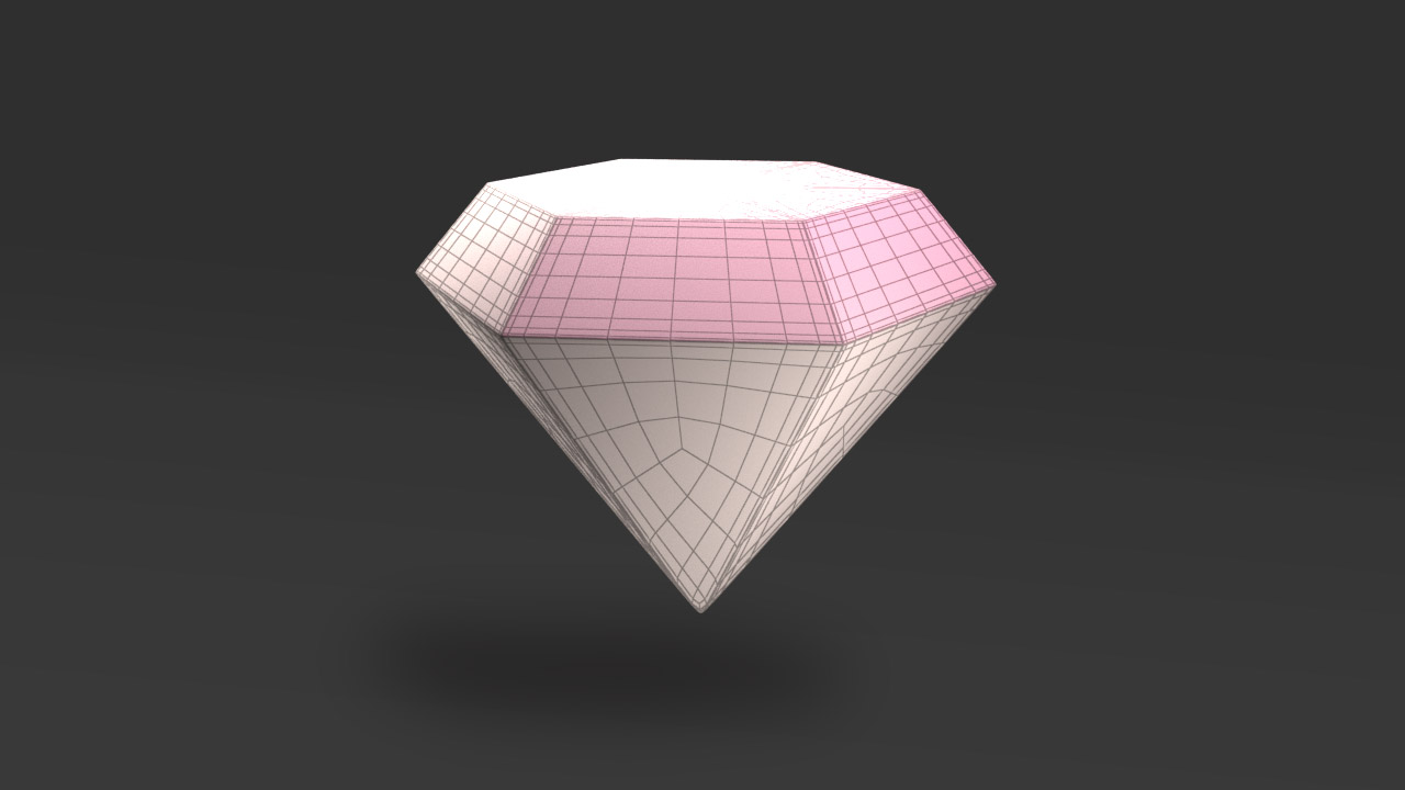 3D assets wireframe diamond