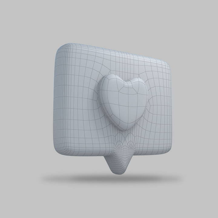 3D ilustración corazón wireframe