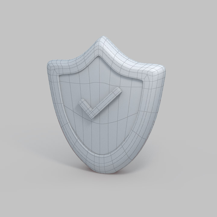 3D ilustración icono seguridad wireframe