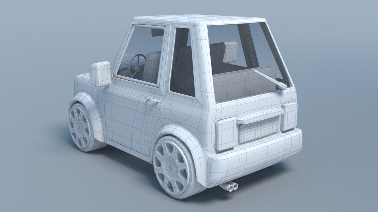 Modelado 3d coche cartoon