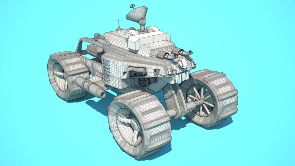 Modelo 3D vehículo jeep - malla