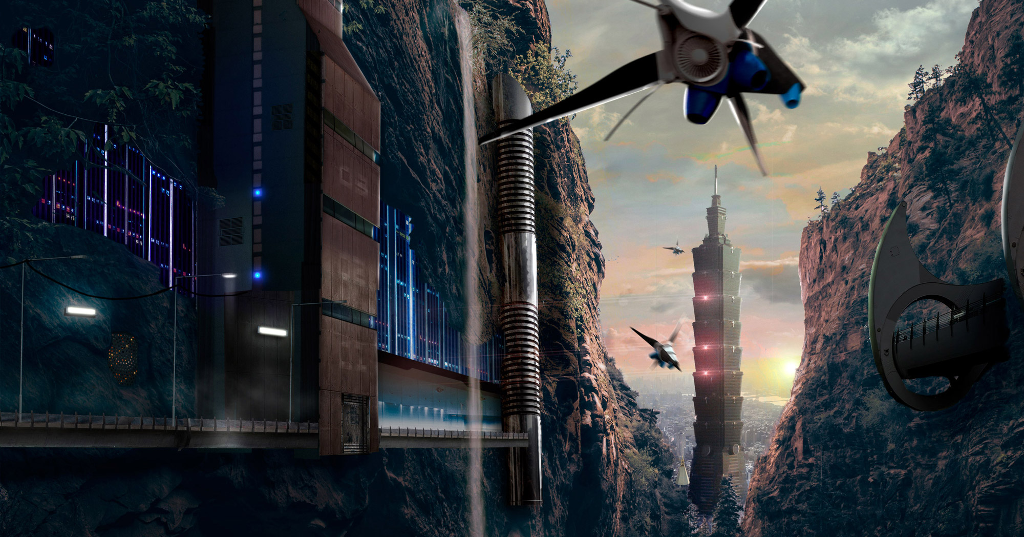 Matte painting - acantilado detalles