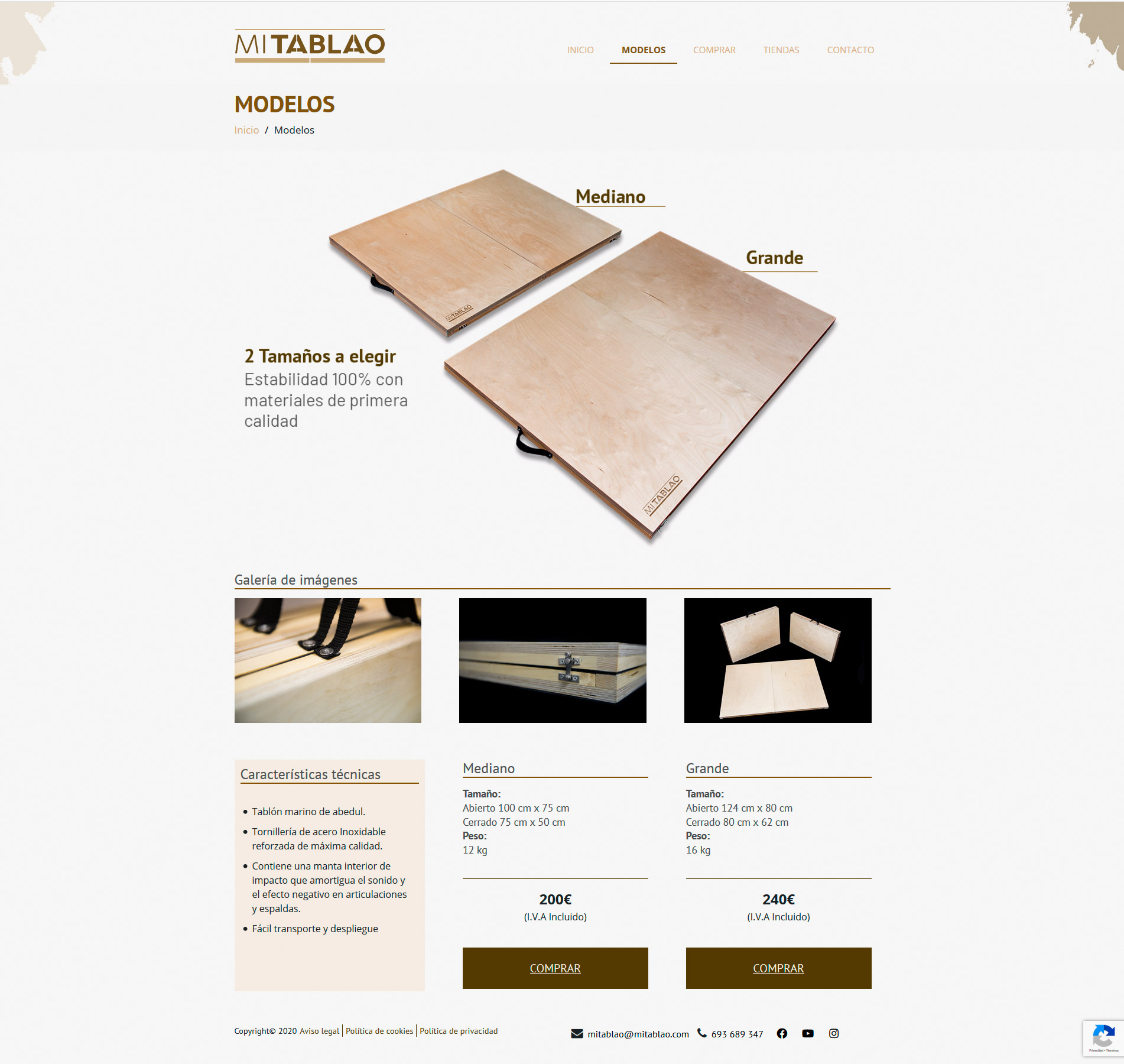 Web MiTablao - modelos para comprar